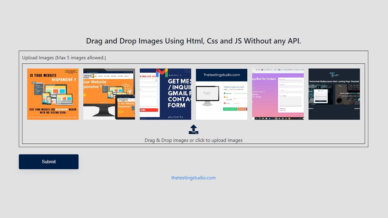 The Testing Studio drag and drop  images