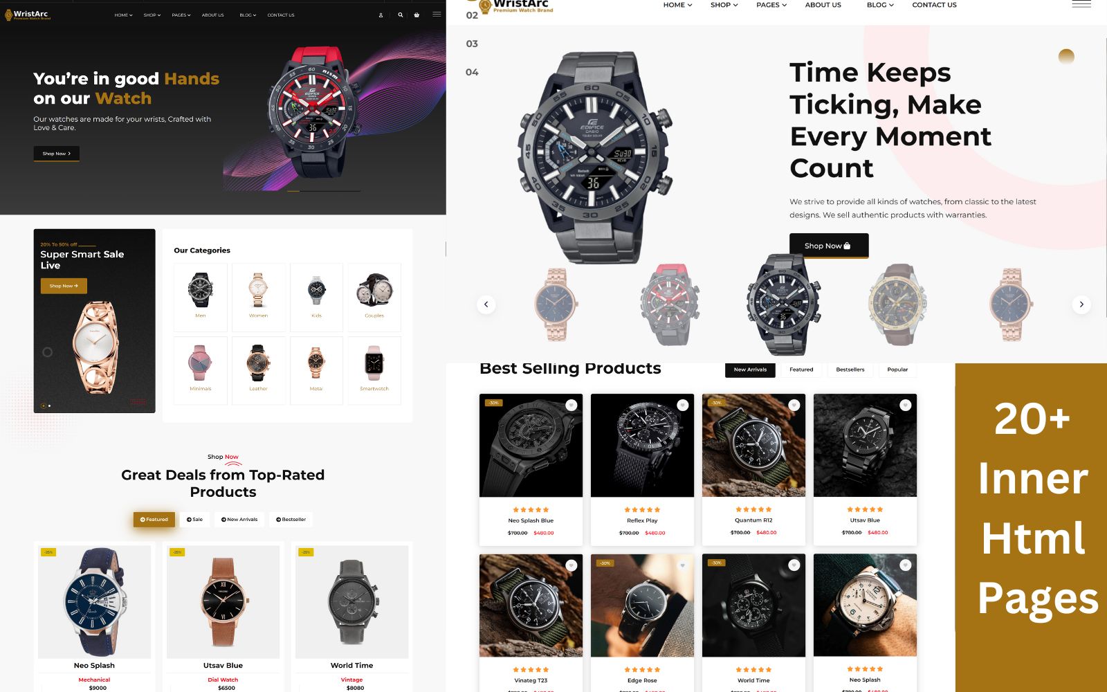 WristArc - Premium watch E-commerce HTML Template Templatemonster