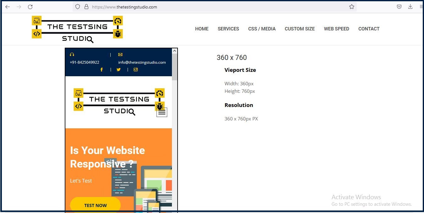 The Testing Studio website responsive tester