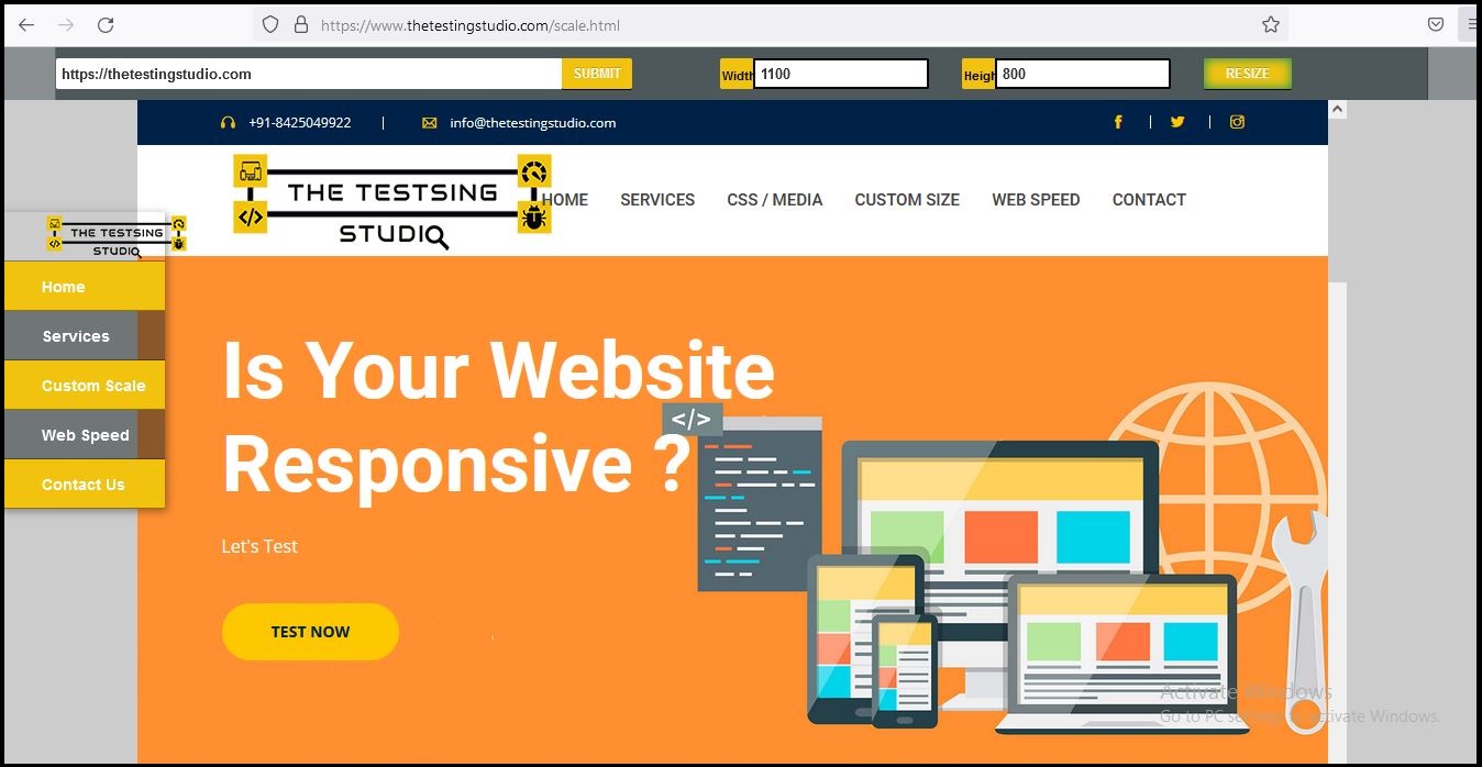 The Testing Studio website responsive tester