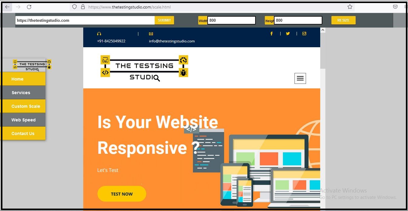 The Testing Studio website responsive tester